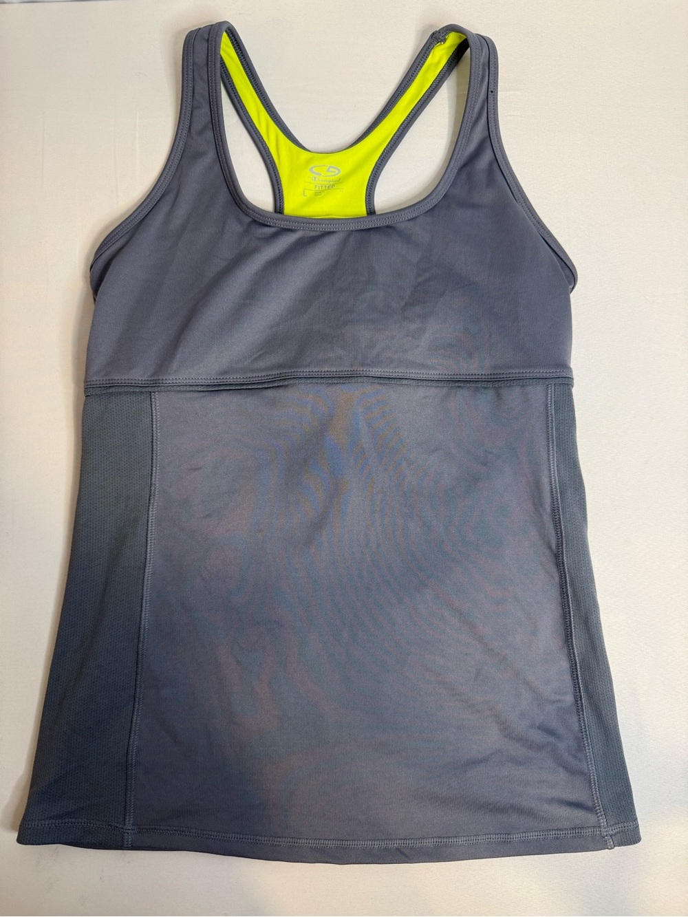 C9 Champion Gray Neon Yellow Racerback Workout Tank Top Size L